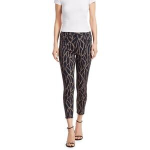 L'AGENCE Margot Black High-Rise Ankle Skinny Chain-Print Jeans 26 Preppy